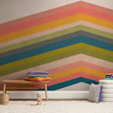 "Retro Stripes" - Wall Mural in Retro Sunset by Beth Vassalo - In a Room