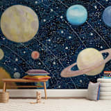 "Solar System" - Wall Mural in Starlight by Alexandra Dzh - In a Room