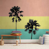 "Palm Tree Silhouette" - Wall Mural in Sunset by Cass Loh - In a Room