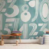 "Linear Counts" - Wall Mural in White by Daniela - In a Room
