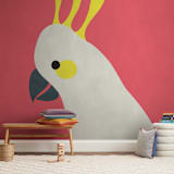 "Hello Cocky! " - Wall Mural in Cherry Red by Catherine Culvenor - In a Room