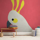 "Hello Cocky! " - Wall Mural in Cherry Red by Catherine Culvenor - In a Room