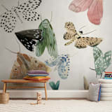 "Moths" - Wall Mural in White by Emilie Simpson - In a Room