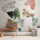 "Moths" - Wall Mural in White by Emilie Simpson - In a Room