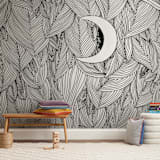 "Peek A Boo" - Wall Mural in White by Helen H Wu - In a Room