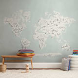 "Beautiful World Map" - Wall Mural in White by Jessie Steury - In a Room