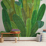 "Banana Leaf Bouquet" - Wall Mural in White by Madeline Trait - In a Room