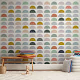 "Spectrum Tiles" - Wall Mural in Lavender by Katharine Watson - In a Room