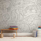 "safari animals" - Wall Mural in White by Susanne Kasielke - In a Room