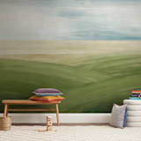 "Fields Forever" - Wall Mural in White by Jessie Steury - In a Room