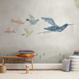 "Stork at work" - Wall Mural in White by Maja Cunningham - In a Room