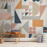 "Pattern Play" - Wall Mural in White by Jennifer Morehead - In a Room