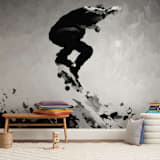 "Get Air 2" - Wall Mural in Black & White by Amy Hall - In a Room