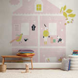 "Home is the Happiest Place" - Wall Mural in White by Eve Schultz - In a Room