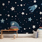 "Through space and time" - Wall Mural in White by raven erebus - In a Room