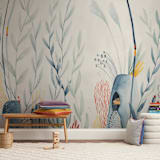 "Hidden Worlds" - Wall Mural in White by Kayla King - In a Room