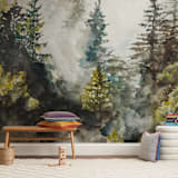 "Forest Mist" - Wall Mural in White by Anne Kostecki - In a Room