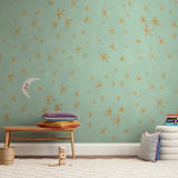 "Good Night Moon and Stars" - Wall Mural in Mint by Patrice Horvath - In a Room
