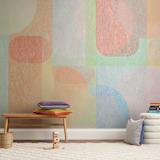 "Scandinavian Modern Revisit" - Wall Mural in Pastel Tangerine by Lisa Sundin - In a Room