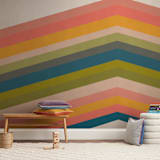 "Retro Stripes" - Wall Mural in Retro Sunset by Beth Vassalo - In a Room