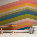 "Retro Stripes" - Wall Mural in Retro Sunset by Beth Vassalo - In a Room