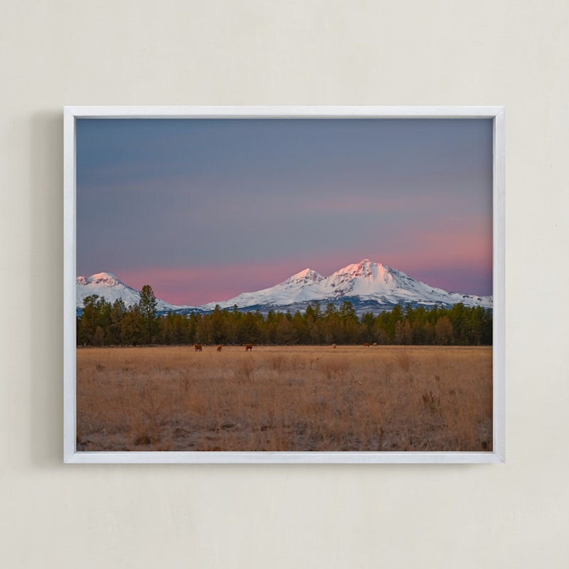 "Sunrise Over Sisters" by Abby Ehntholt in beautiful frame options and a variety of sizes.