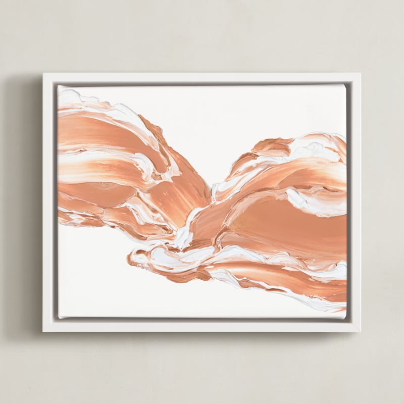 "Lost in Time" - Art Print in Peach by Sarah Lund - Framed Canvas