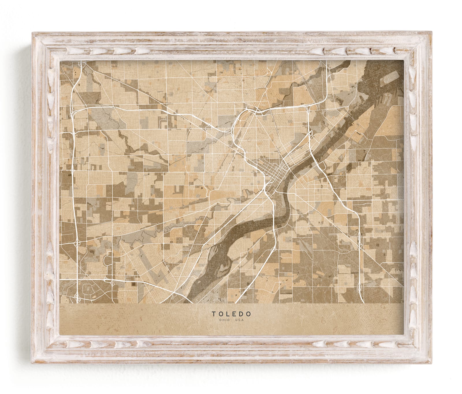 "Toledo, OH, vintage-looking city map" by Rosana Laiz Blursbyai in beautiful frame options and a variety of sizes.