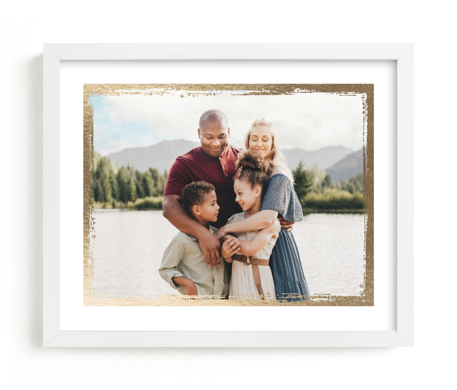 This is a gold foil stamped photo art by cambria called Rustic Frame.