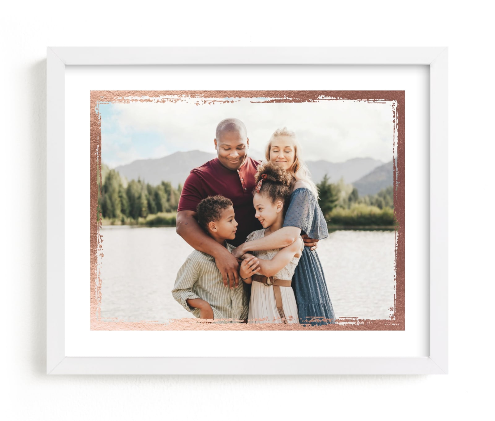 This is a rosegold foil stamped photo art by cambria called Rustic Frame.