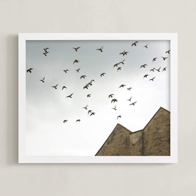 "Lost in Flight" - Art Print in Overcast Gray by Margaret Edith - Framed