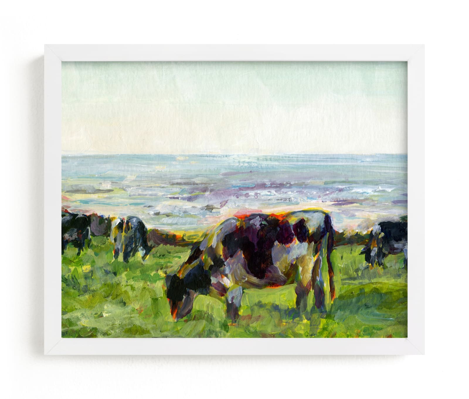 "Marin Cows" - Limited Edition Art Print by Alex Elko Design in beautiful frame options and a variety of sizes.
