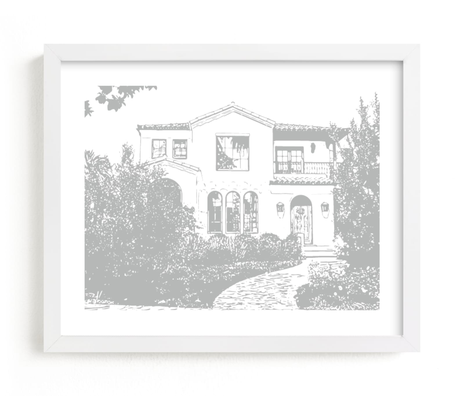 This is a grey home wall art by Minted called Custom House Portrait Art.
