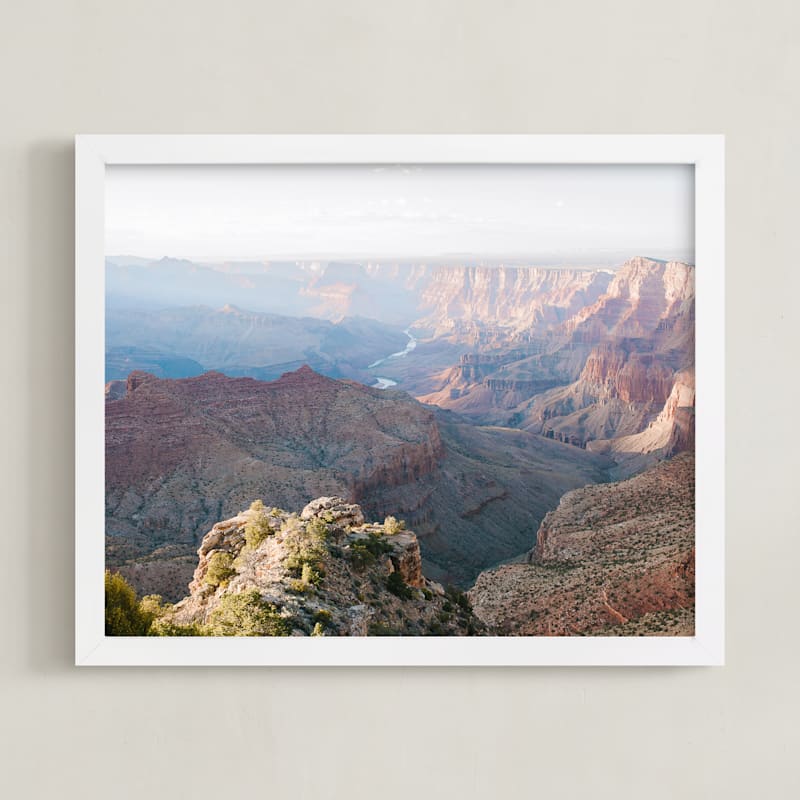 "Canyon River Sunset" - Art Print in Desert Sky Blue by Anna Western - Framed