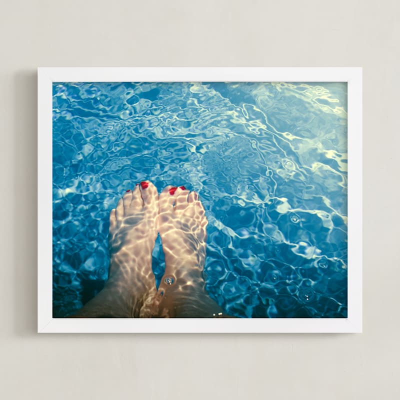 "Relax" - Art Print in Pool Blue by Erin Beutel - Framed