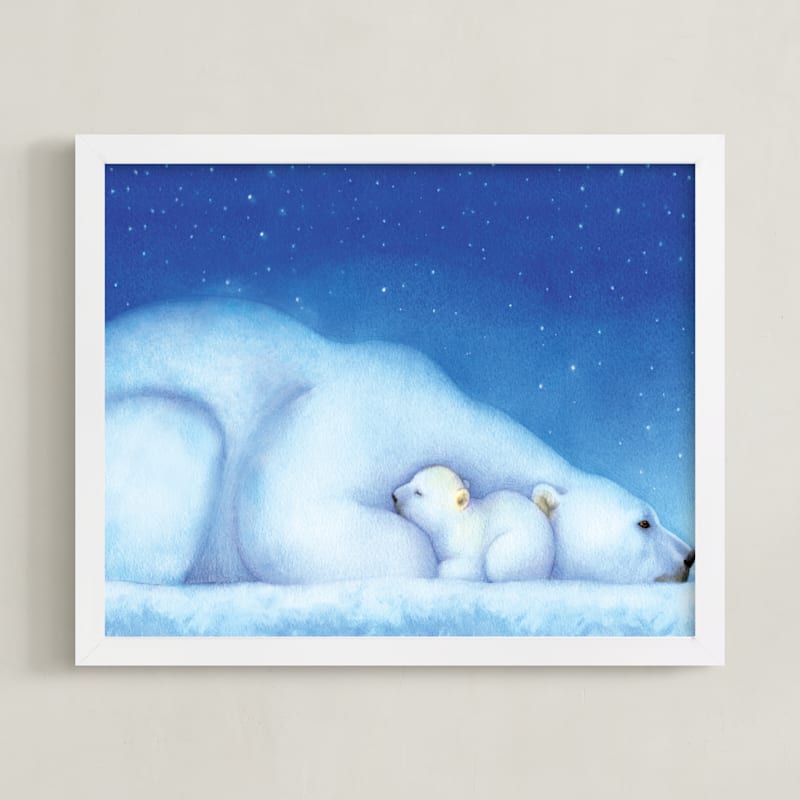 "Goodnight Nanook ll" - Art Print in Ice cap by Tracy Ann - Framed