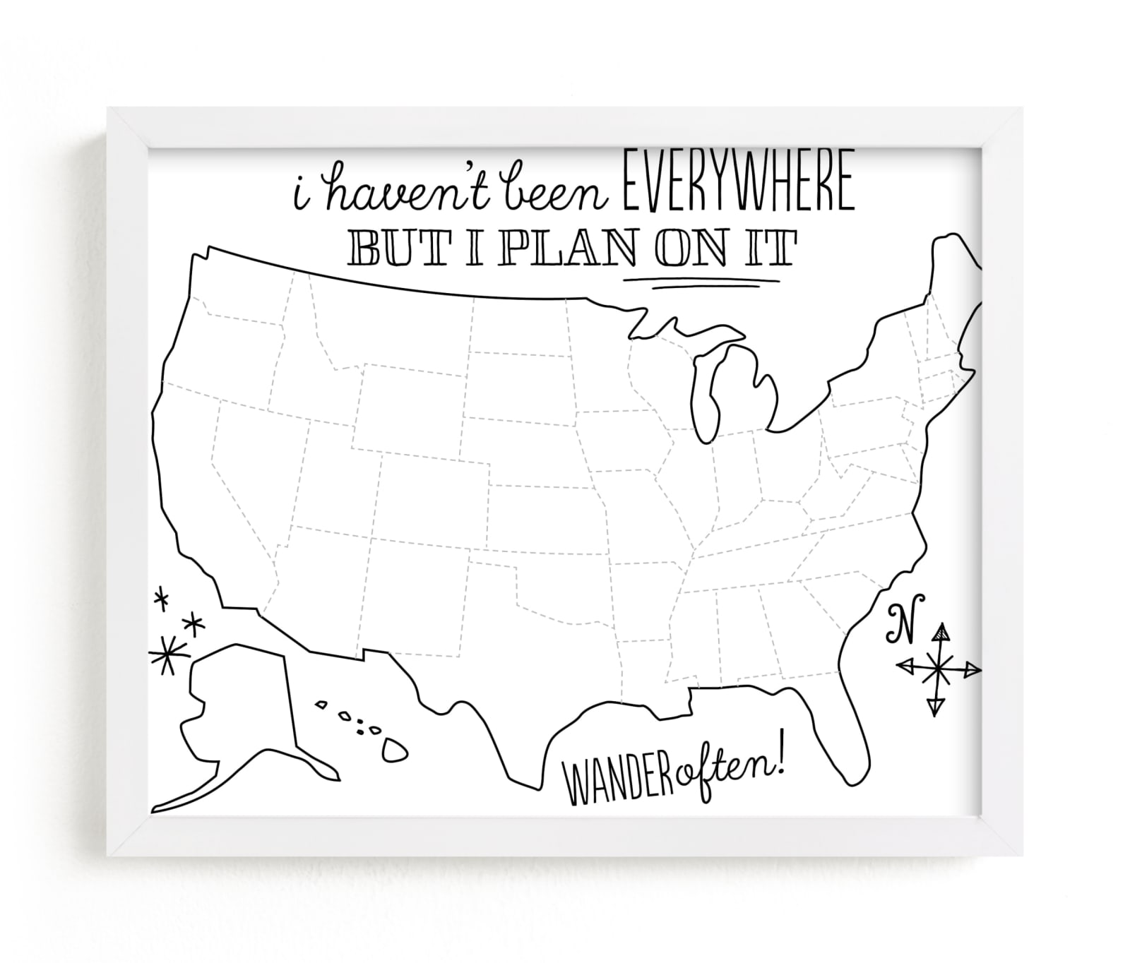 "Where You've Been Map" - Art Print by Jessie Steury in beautiful frame options and a variety of sizes.