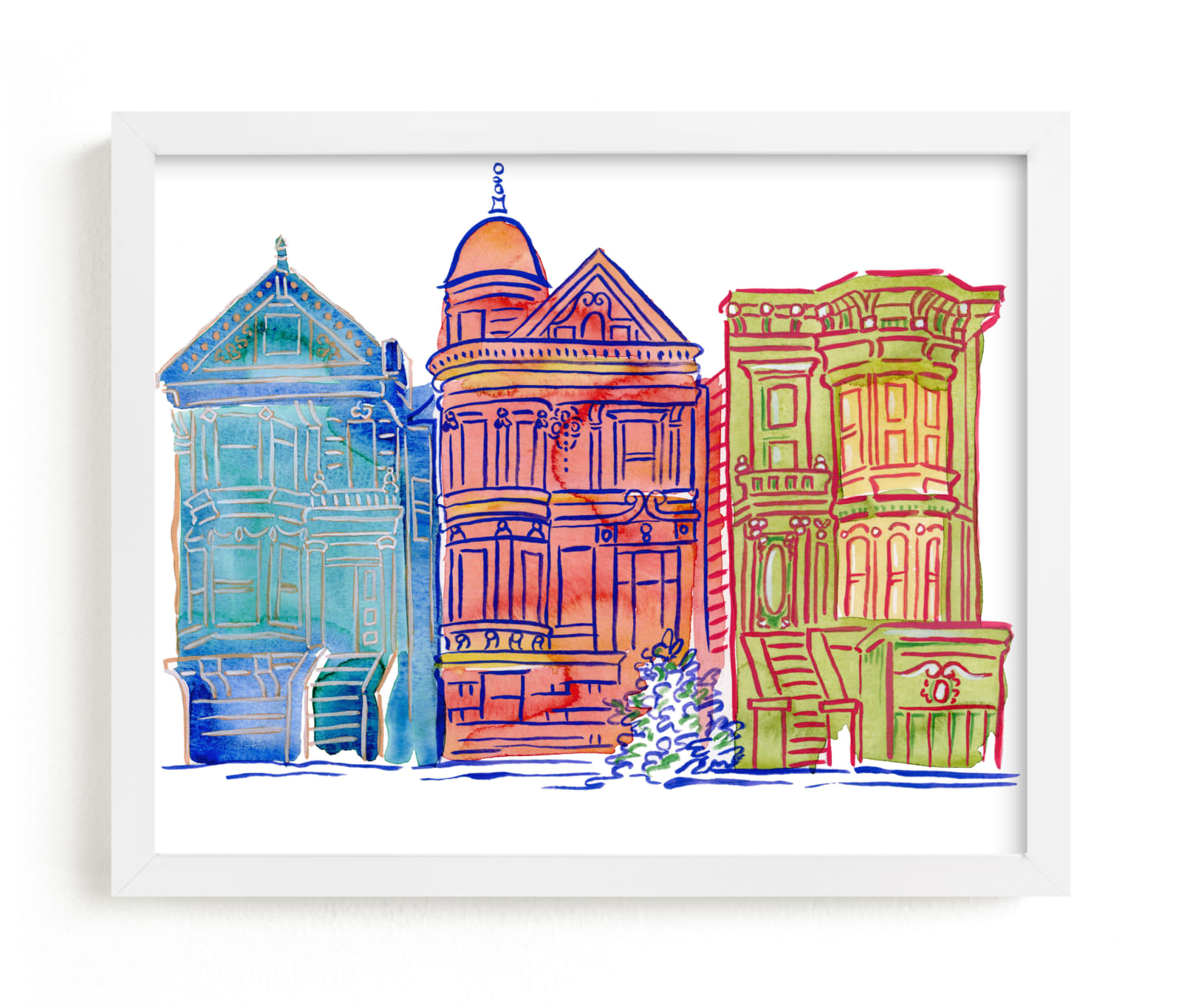 "San Francisco Painted Ladies" by Kathleen Ney in beautiful frame options and a variety of sizes.