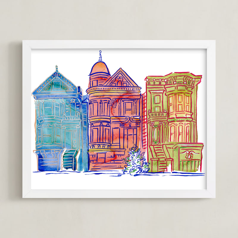 "San Francisco Painted Ladies" by Kathleen Ney in beautiful frame options and a variety of sizes.