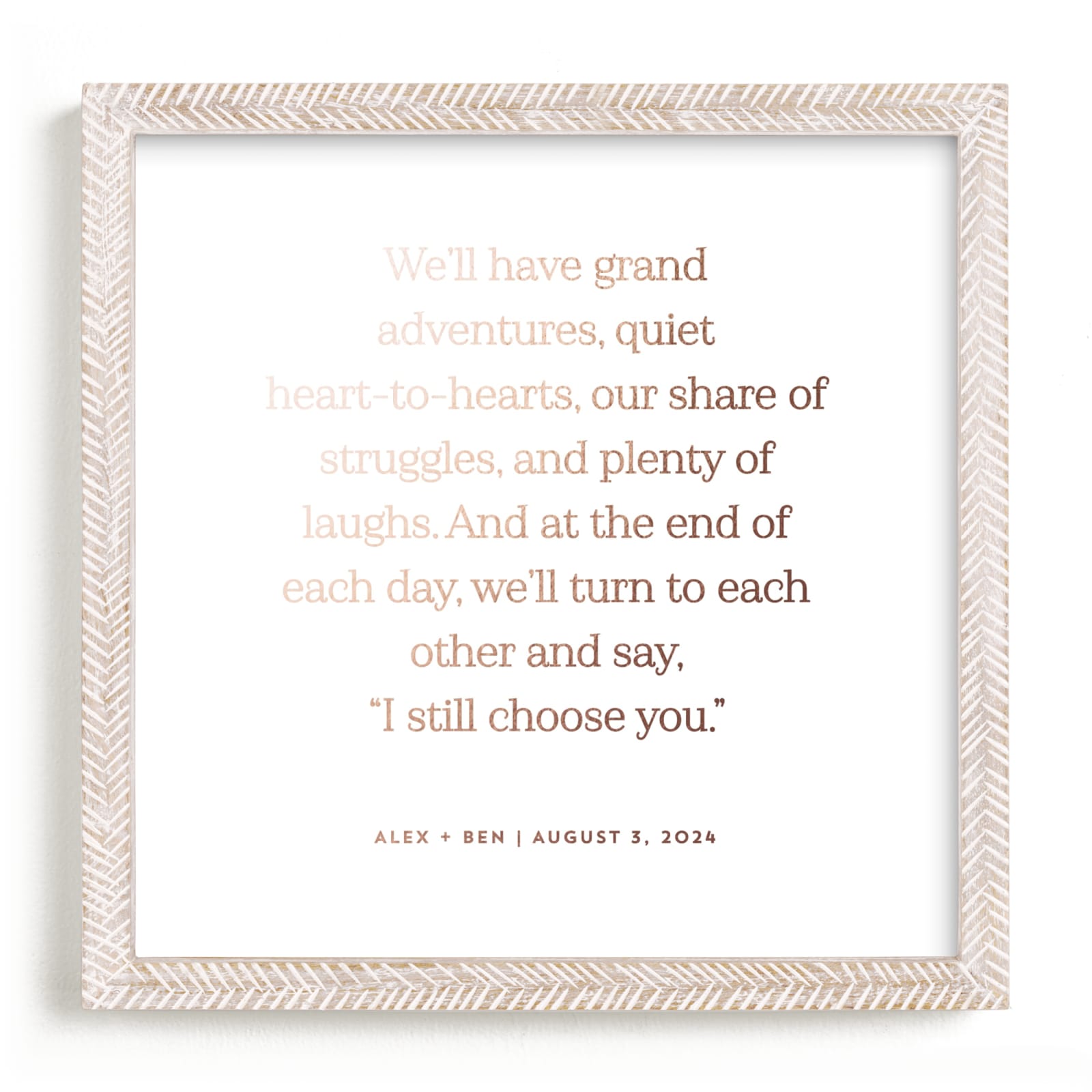 "Your Vows as a Foil Art Print" - Completely Custom Foil-pressed Art Print by Minted in beautiful frame options and a variety of sizes.