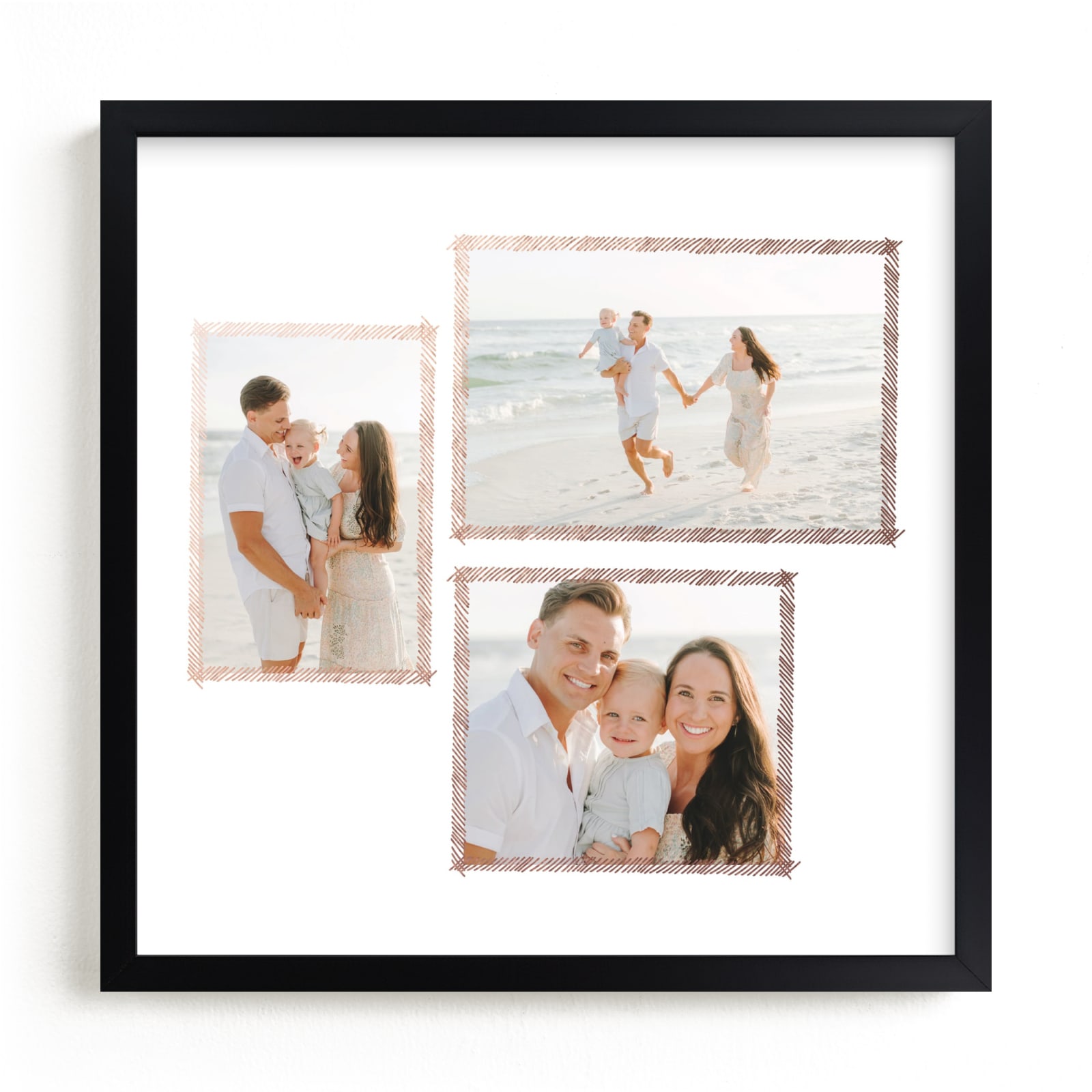 This is a rosegold foil stamped photo art by June Letters Studio called Hand Sketched Trio.