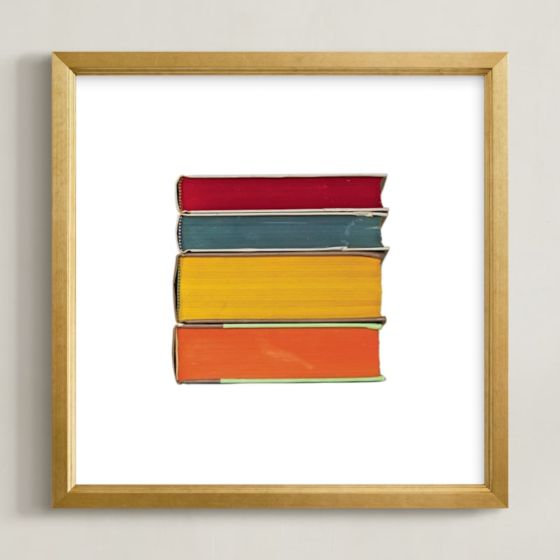 "Stacked" - Art Print in Saturated Colors by Sheila Corcoran - Framed