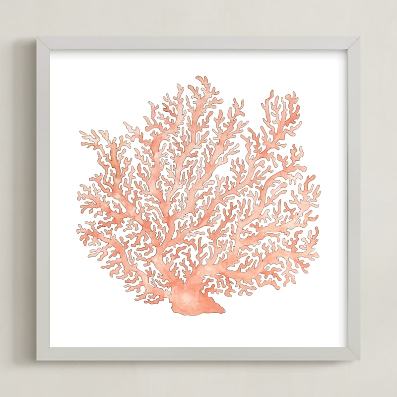 "Painted Coral" - Art Print in Coral by Natalie Groves - Framed