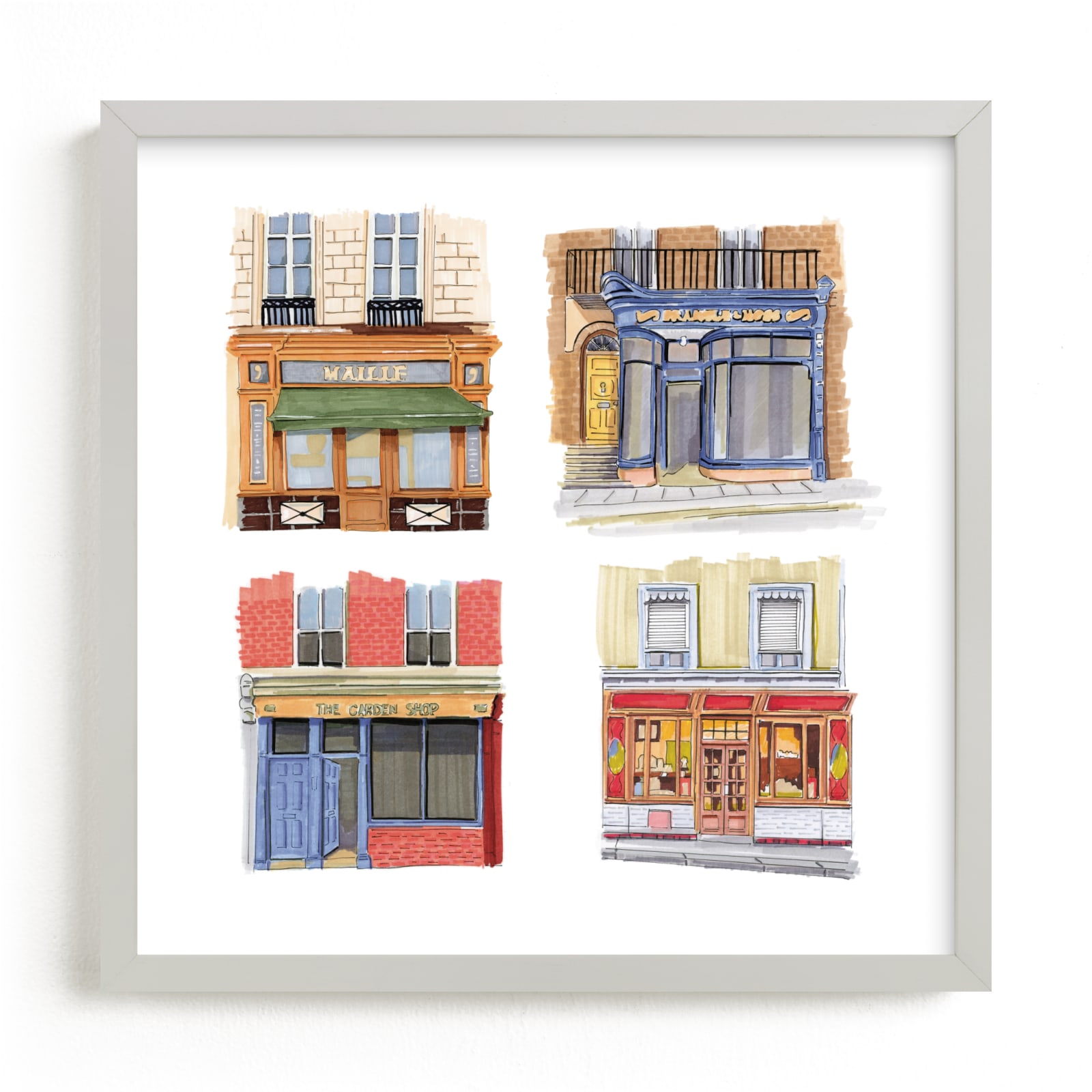 "sweet store fronts" by Lisa Travis in beautiful frame options and a variety of sizes.