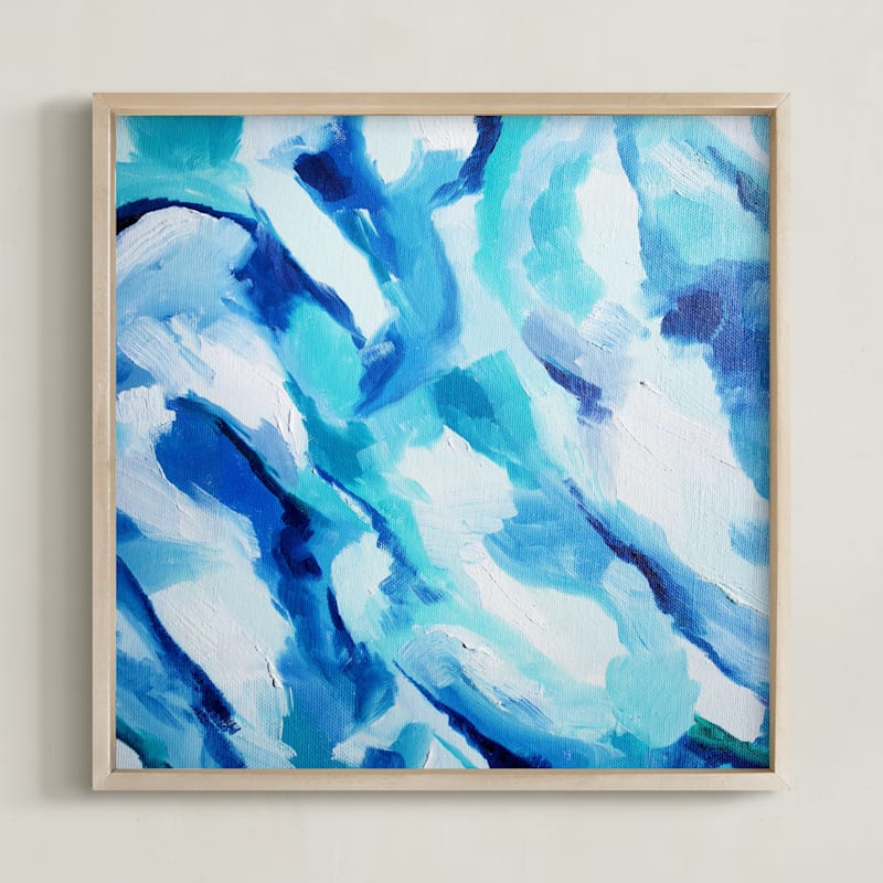 "Turbulent Blues" - Art Print in Turquoise by Nicoletta Savod - Framed