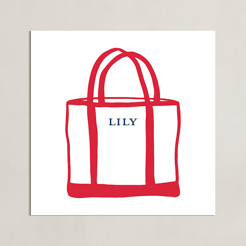 "Name Tote: Custom Print" - Custom Print in Lobster by Erika Firm - Unframed