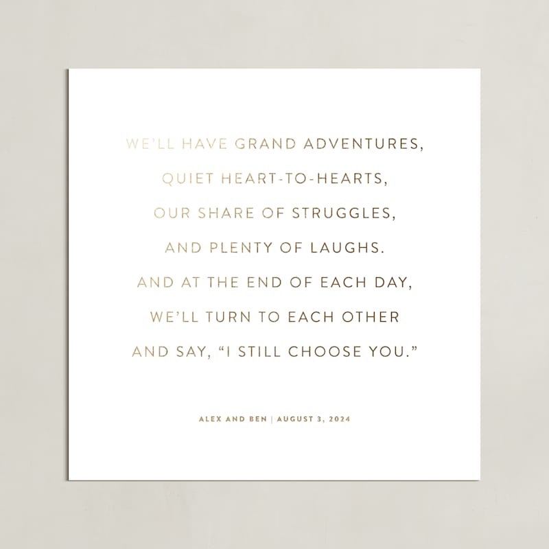 "Your Vows: Square Orientation Custom Foil Print" - Custom Foil Print in Gold by Minted - Unframed