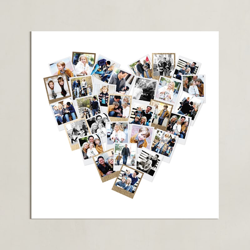 "Heart Snapshot Mix®" - Foil Framed Photo in Gold by Minted - Unframed