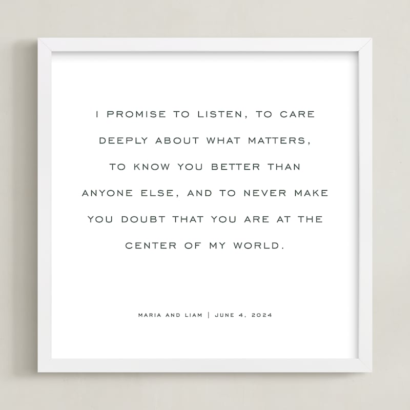 "Your Vows: Square Orientation Custom Print " - Custom Print in Deep Gray by Minted - Framed