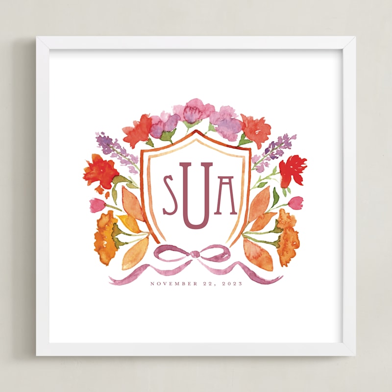 "Your Wedding Crest: Custom Print" - Completely Custom Art by Pink House Press in beautiful frame options and a variety of sizes.